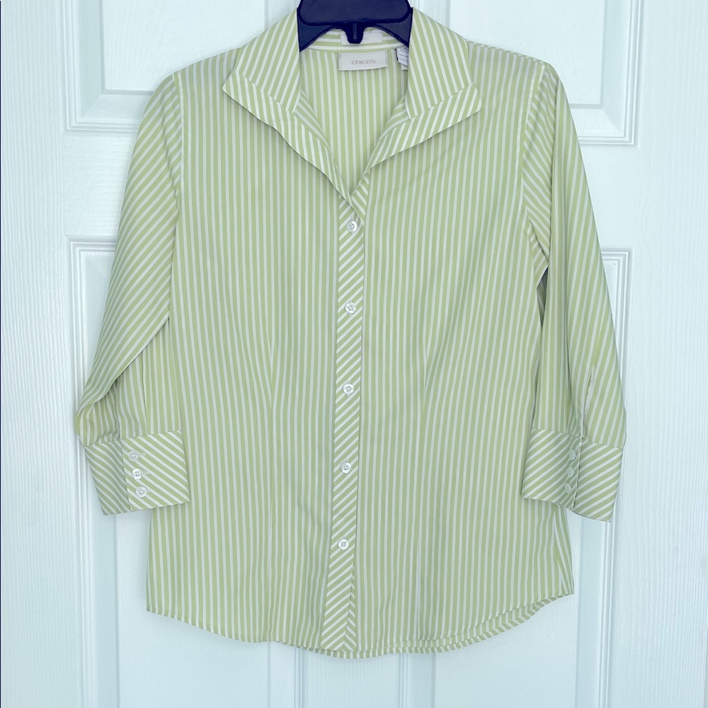 Chico's Lime Striped Blouse